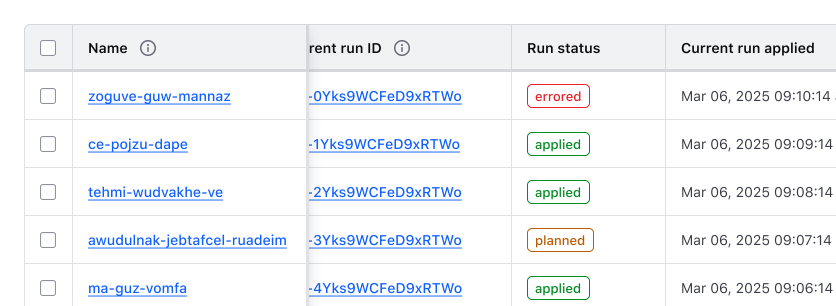 An Advanced Table with a sticky column, where the user has scrolled to showcase the overlapping nature of the column.